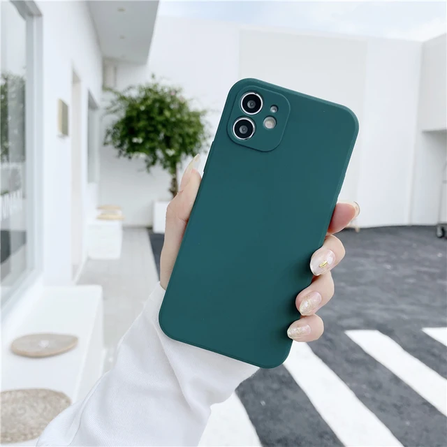 Soft Silicone Candy Colour Phone Case For iPhone 11 12 Pro Max 13Mini Camera Protection XS X XR 7 8 Plus SE2020 Matte Shockproof green