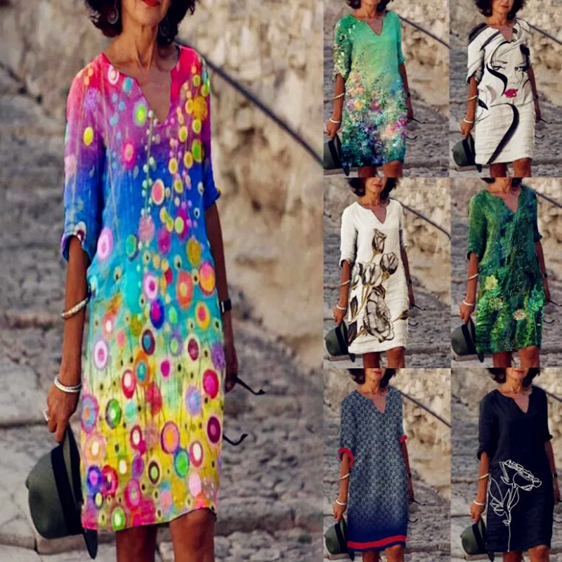 Женское винтажное платье с оборками большие размеры свободное повседневное и