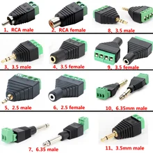 2 шт./лот 3,5 jack 6,35 мм разъем стерео адаптер 3,5 мм RCA аудио; моно-канал штекер к винтовой клемме аудио; моно-канал разъем