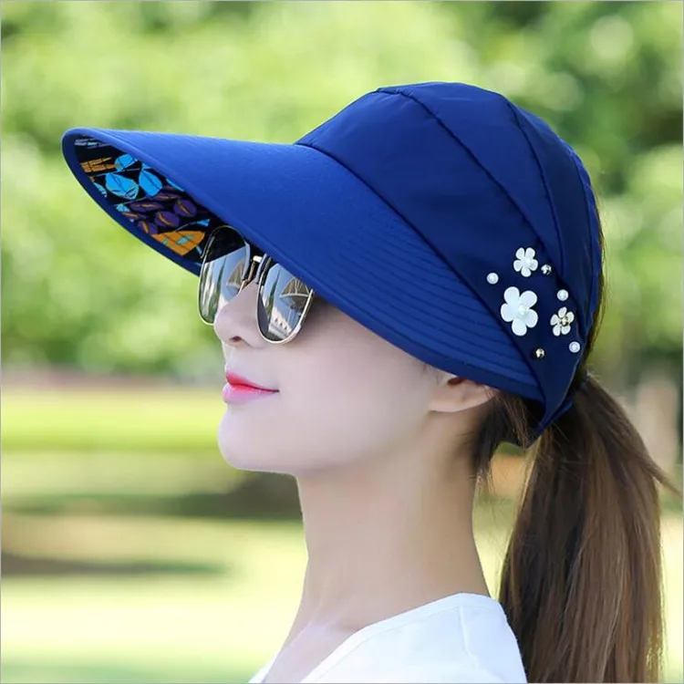 

Summer Women's Topee Topless Hat Outing Riding UV-Protection Hat Foldable Sun-resistant Sun Hat Cloth Cap