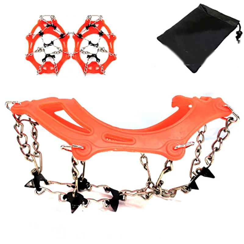 orange one size 8 зубов Открытый Альпинизм Пешие прогулки противоскользящие снег обуви шипы обуви кошки Нескользящие высокое качество - Цвет: orange one size