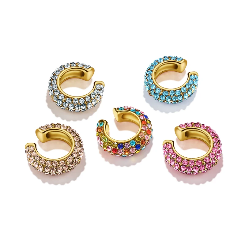 

MISANANRYNE 2019 Korean Crystal Small Round Circle C Shape Stud Earrings for Women Statement Rhinestone Earring Party Jewelry
