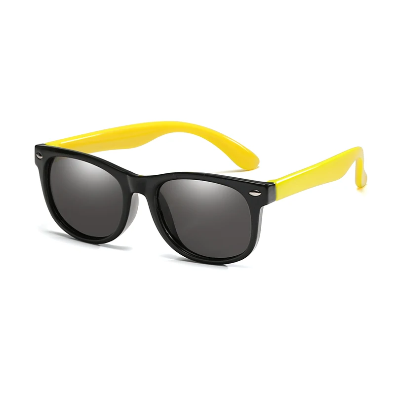 Новые зеркальные детские солнцезащитные очки TR90 для мальчиков и девочек, поляризационные силиконовые защитные солнцезащитные очки, подарок для детей, малышей UV400 Gafas - Цвет линз: Black Yellow