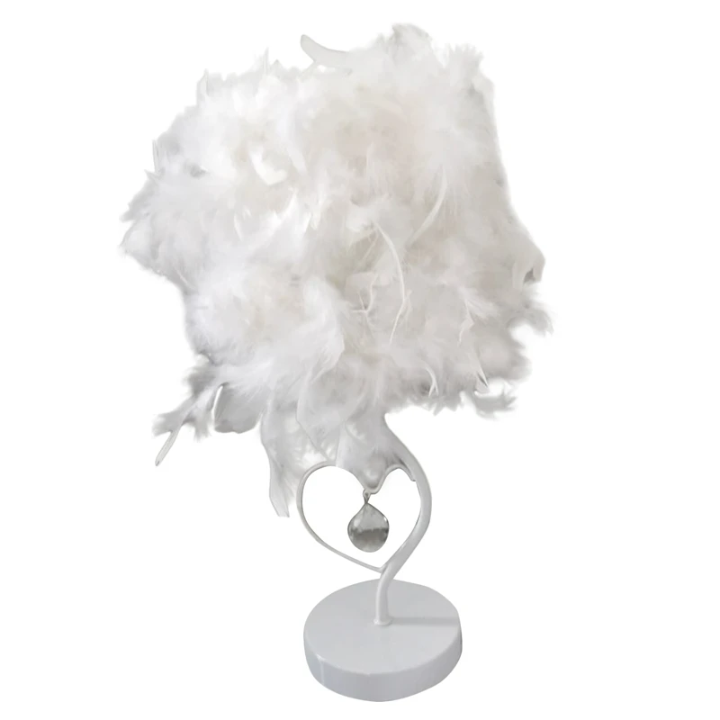

Feather Table Lamp Dimmable Bedside Reading Room Sitting Room Heart Shaped Deco Desk Light USB