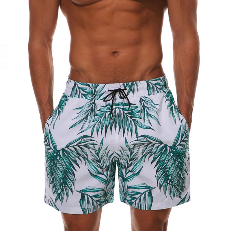 Escatch, мужские пляжные шорты, плавки для бега, спорта, плавания, серфинга, боксеры, шорты, Мужская одежда для плавания, 8 цветов, 3XL - Цвет: White Bamboo