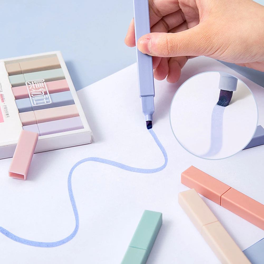 6pcs/set Highlighters Light Color Marker Pen DIY Handbook Diary Decoration Color Series Highlighter Creative Student Stationery