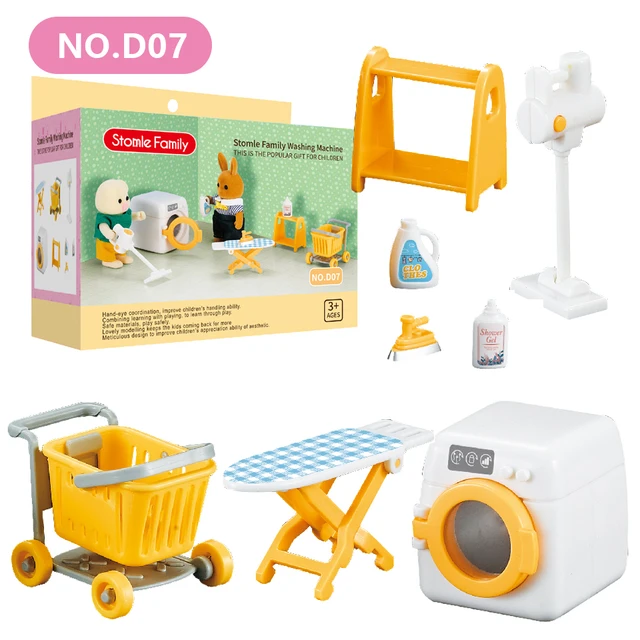 Elephant Baby Dollhouse Bathroom DIY Toilet Accessories 1/12 Forest Family Miniatures Furniture For Dolls Toy Kitchen Girl Gifts 4