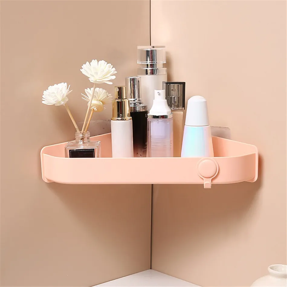 SEAAN Corner Bathroom Rack Adhesive Wall Hanging Seamless Organizer For Toilet Basin Kitchen Punch-Free Shower Shelf Tripod