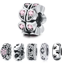 DALARAN 925 סטרלינג כסף CZ ברור בטיחות בלם Spacer קליפ חרוזים Fit מקורי קסם צמיד צמידי תכשיטי ביצוע מתנות(China)