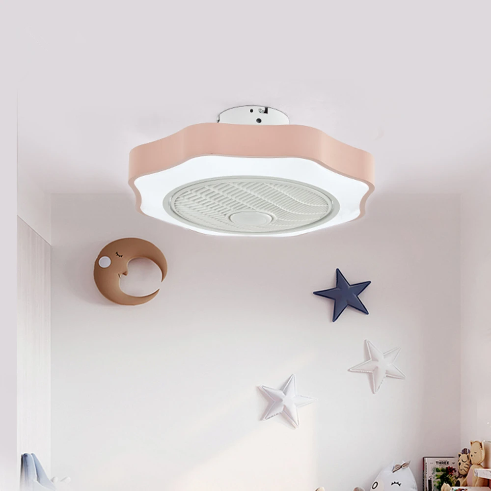 Modern Nordic Simple Ceiling Fan Light Acrylic LED Smart Mute Remote Dimming AC 220V Children's Bedroom Ceiling Light