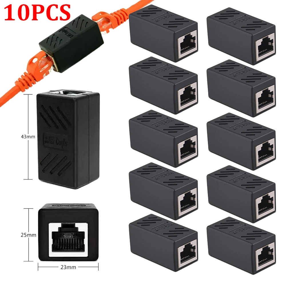 Conector extensor de red RJ45 de 1/2/5/10 piezas, Conector de 8 núcleos, adaptador de Cable Ethernet de Internet LAN, convertidor extensión hembra a y cables de ordenador| - AliExpress
