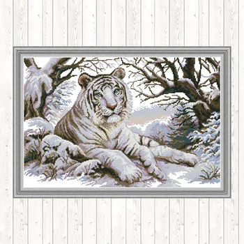 

Joy Sunday Tiger Cross Stitch Patterns 14CT 11CT Aida Fabric for Embroidery Kit DMC DIY Crafts for Needlework Printed on Canvas