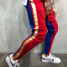 Новинка, весна-осень, мужские облегающие брюки, хип-хоп спортивный костюм, мужские Модные Полосатые обтягивающие бегуны, длинные тренировочные штаны