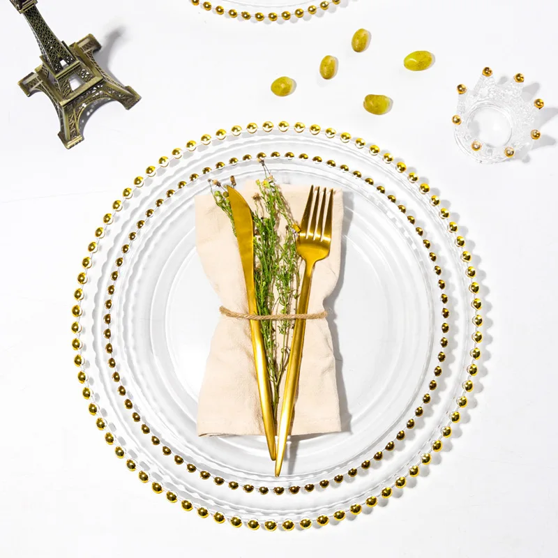 

LEKOCH Gratitude and feedback Electroplate Plate Round pearl Western food mat