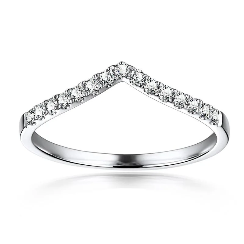 Trendy18K Real True Solid Gold Genuine Diamond V Letter Tail Rings Bands for Women Girlfriend Fancy Upscale Office Jewelry Gift | Украшения