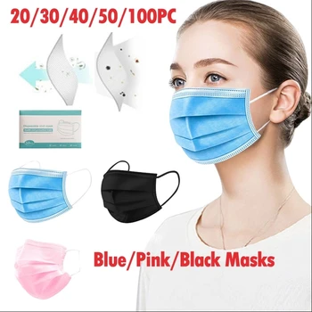 

Face Mask Scarf mascarilla mask for face маски mascherine 20/30/40/50/100PC Disposable Face Mask Industrial 3Ply Ear Loop masque