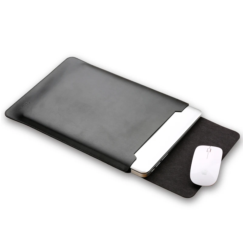 Мягкая сумка с мышкой, чехол для ноутбука Xiaomi Macbook Air 12 13, чехол retina Pro 13,3 15 15,6, модная кожаная сумка для ноутбука