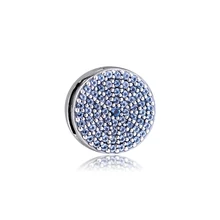 CKK 925 пробы из серебра подходит для браслетов Pandora блестящий синий зажим Оригинальное изготовление стерлингового серебра
