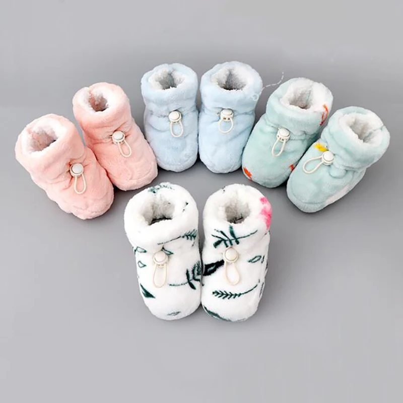 Носки для новорожденных; зимние носки для малышей; обувь для детской кроватки; фланелевые бархатные носки для ног; теплые; YBC002