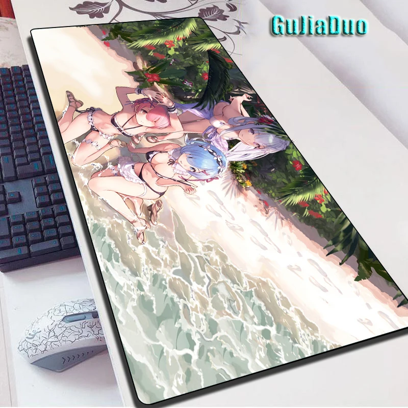 

Gamer Sexy Kawaii Anime Rem Mouse Pad XXL Large Waterproof Edgelock Laptop Table Desk Mat Gaming Room Accessories Comic Mousepad