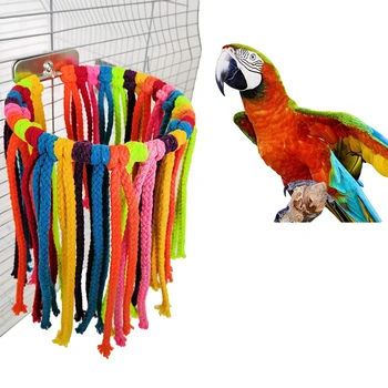 

Pet Bird Parrot Toy Cotton Rope Chewing Bite Hanging Cage Swing Climb Chew Toys for Small Medium Parrot