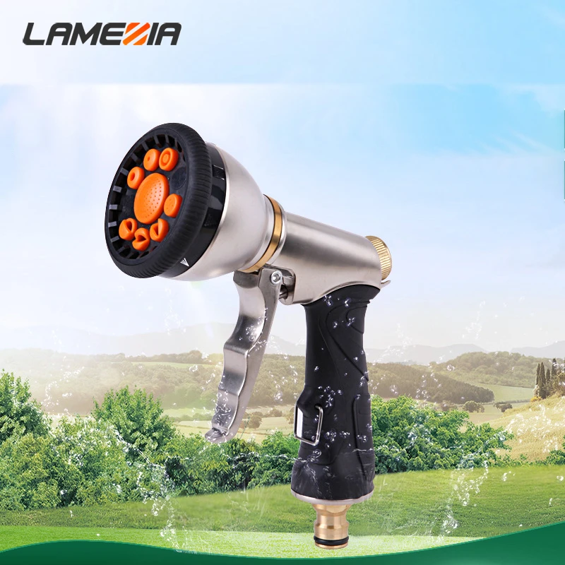 

LAMEZIA Electroplating Multifunctional High Pressure Water Gun 9 Function Front Trigger Car Garden Wash Tools