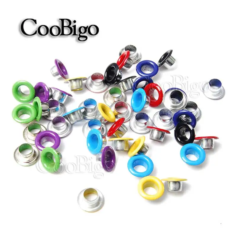 Mixed Color Metal Eyelets Garment Eyelet Scrapbooking Shoes Belt Cap Bag Tag Fashion Leather DIY Craft Accessory Hole 5mm 100pcs eyelet grommet ring