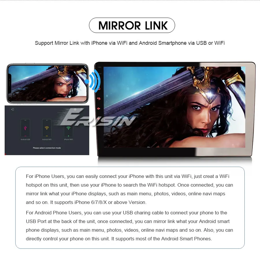 10.1" Android 9.0 Pie OS 1 Din Car Multimedia One Din Car Navigation GPS Single Din Car Radio with Detachable Screen Design