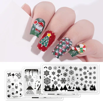 

1Pcs Winter Nail Art Stamp Template Image Plate Stencil Nail Stamping Plates Christmas Snowflakes Santa Claus DIY Manicure Tools
