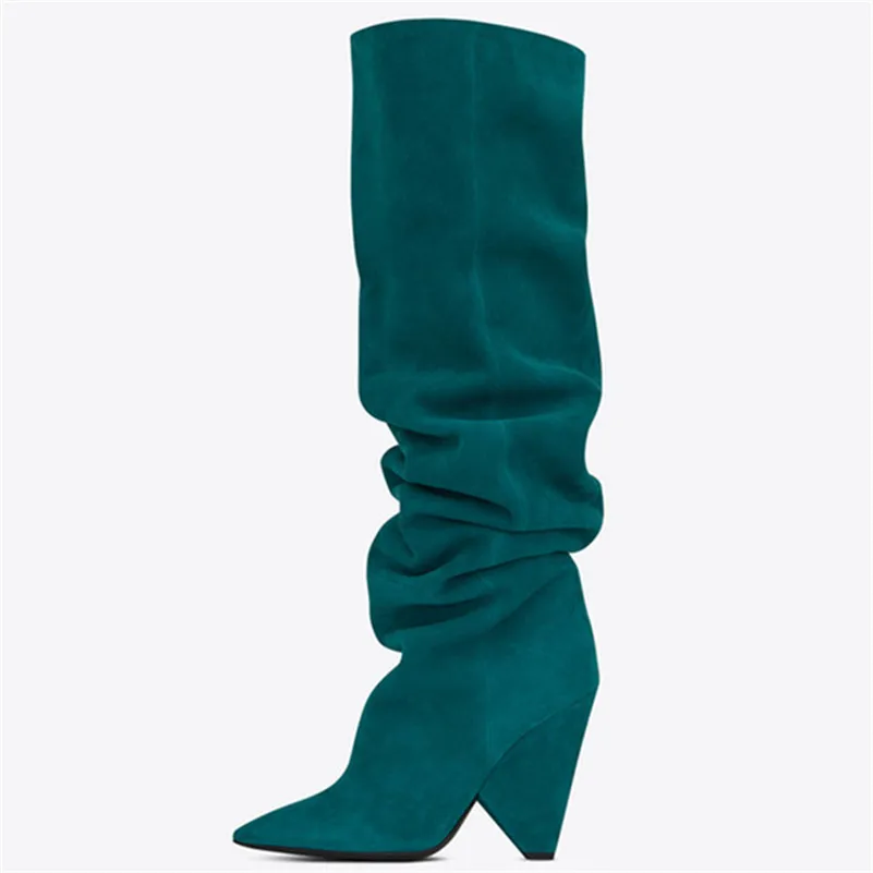 Stylesowner/модные брендовые Женские Сапоги выше колена; пикантные сапоги из микрофибры с острым носком; теплые сапоги для танцев в ночном клубе