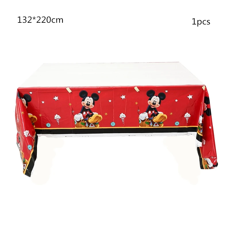 

1pc Happy Birthday Party Mickey Mouse Plastic Tablecover Disposable Tableware For Boy Kids Featival Decoration Supplies 132*220