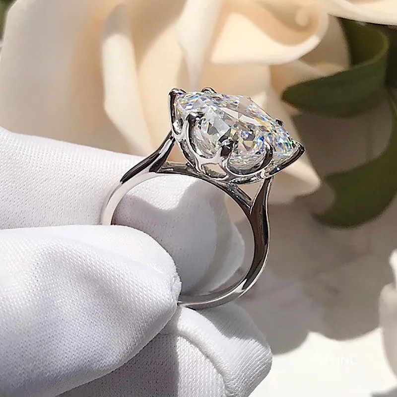 Женское кольцо с искусственным бриллиантом Princess cut обручальное из стерлингового серебра 925 пробы вечерние