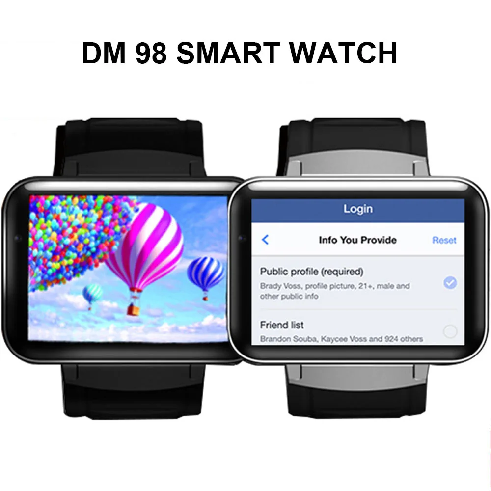 

Willkey DM98 Smart watch Smart Jam Tangan Ponsel Dual Core WIFI GPS Peta Bluetooth 3g Jam Pintar Denyut