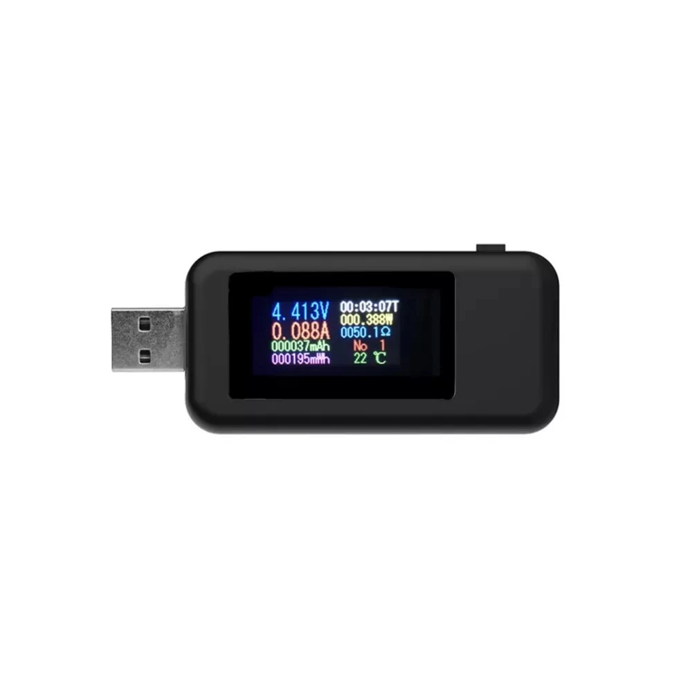 KWS-MX18 10в1 USB зарядное устройство тестер детектор вольтметр ЖК-цифровой USB тестер ток 4-30 в Напряжение Ток Тестер синхронизации амперметр - Цвет: Black