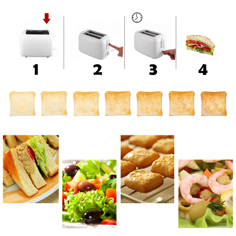 Автоматический 7 режимов тостер 2 ломтика тостер для выпечки кухонный прибор для завтрака хлеб сэндвич-мейкер быстрая Безопасность Высокое качество простой