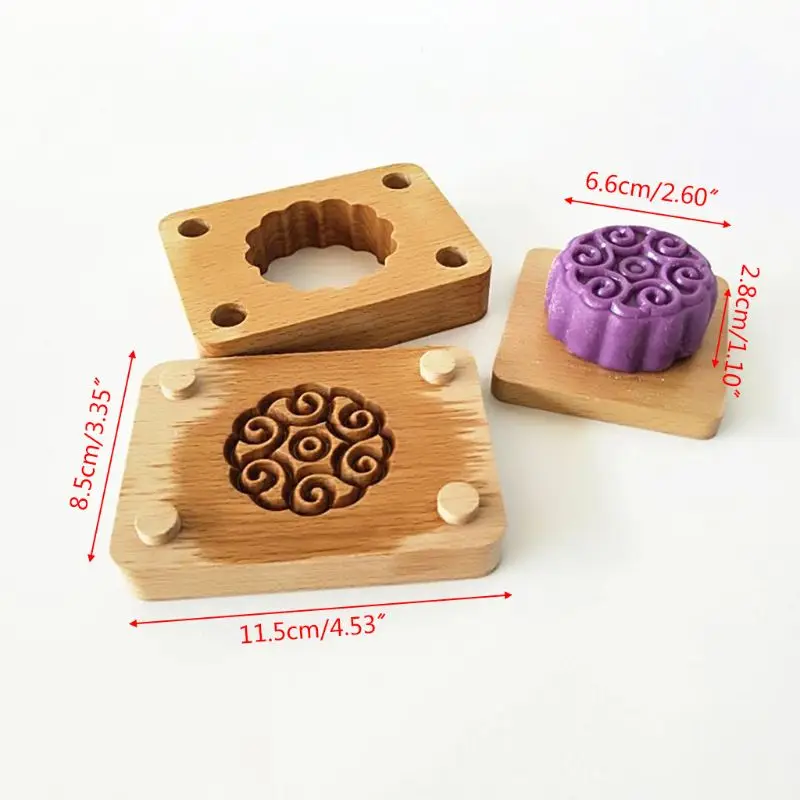 Деревянный двойной слой Mooncake выпечки Плесень DIY Торт Кондитерские ручной работы мыло печенье 72XF