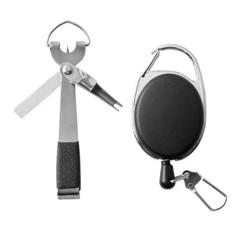 

Fishing Line Cutter Clipper Portable Fast Tie Nail Knotter Tying Knot Tool / Retractable Keychain Oval Shape Rope Buckled Clip R