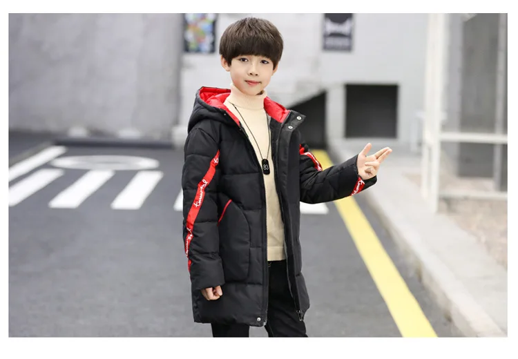 Парка для мальчиков зимняя куртка г. Детское пальто пуховая хлопковая зимняя одежда толстая От 4 до 13 лет с капюшоном