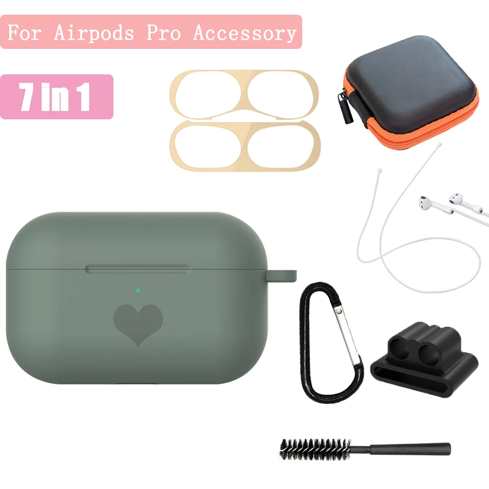 7in1 для Apple Airpods Pro аксессуары Наушники TWS защитный силиконовый чехол Крышка с чистым инструментом Сумки Металлическая Стикеры чехол для телефона - Цвет: Style 16