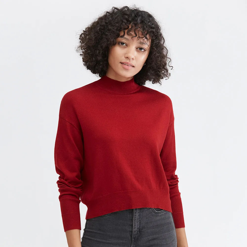 LilySilk Sweater Relaxed Style Mock Neck Women's New Free Shipping