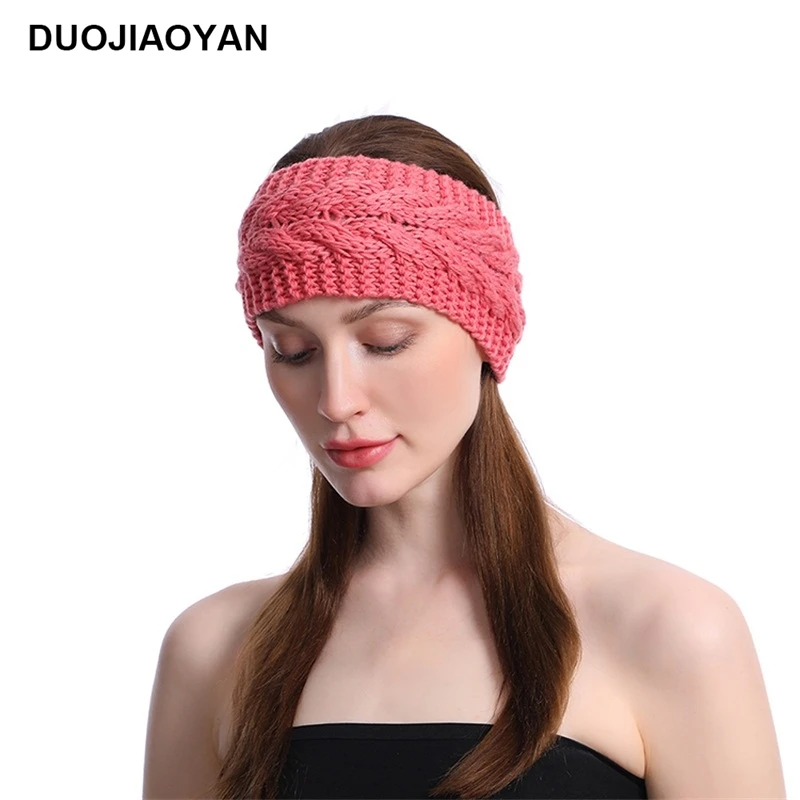 DUOJIAOYAN дизайн ручной работы BOHO Женская головная повязка вязаный твист теплый ремешок для волос защита ушей аксессуары для волос