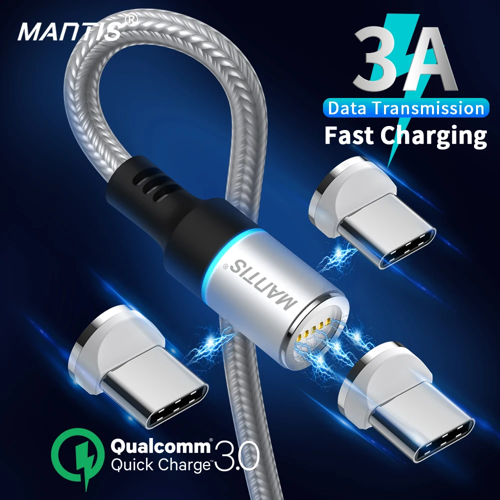 

MANTIS Magnetic Cable Fast Charging Type C Cable For Samsung 3A Fast Charging USB C Cable Xiaomi OnePlus 7 Redmi Note 7 K20 Pro