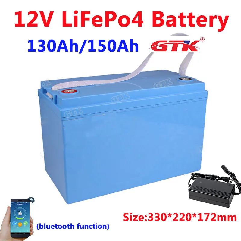 Impermeabile 12V 130Ah 150Ah LiFepo4 batteria al litio con bluetooth BMS  per golf cart RV camper di accumulo di energia + 10A caricatore - AliExpress