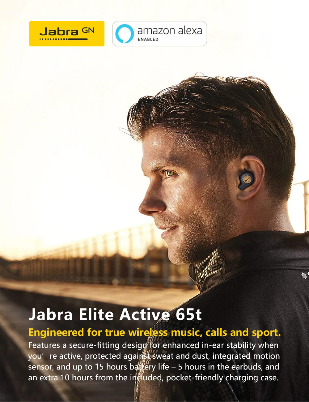 Беспроводные спортивные наушники Jabra Elite Active 65t Alexa с поддержкой True, чехол для зарядки, водонепроницаемые наушники Bluetooth в уши