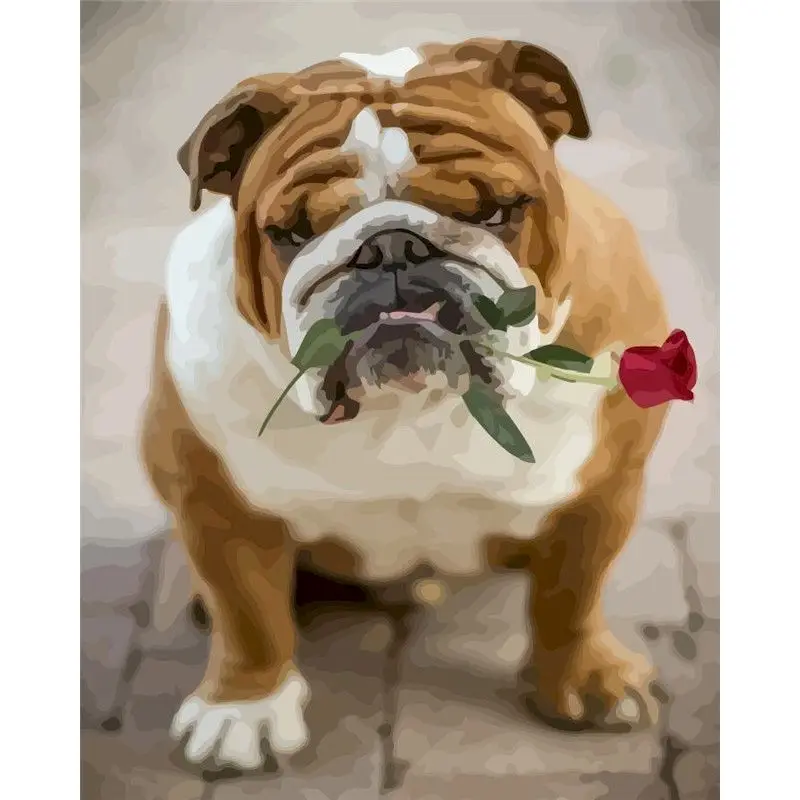 

Painting By Numbers Acrylic Paint Unique Handpainted Gift Coloring By Numbers Animal Dog On Canvas Decor For Home