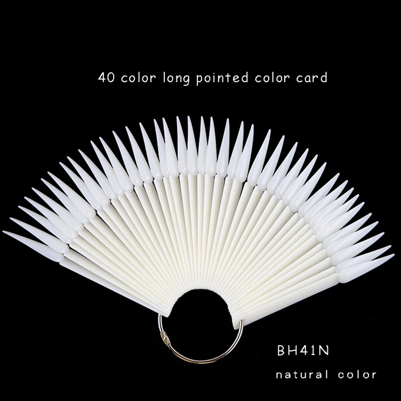 

40 Pcs/Set Fake Nails Fan-shaped Pointed Fake Painting Skills Color Bar Card Manicure Tools