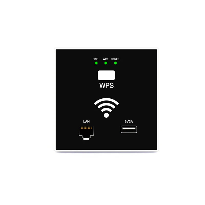 Черный Горячая 300 Мбит/с в стене AP WiFi точка доступа Беспроводная розетка для отеля Wi-Fi проект поддержка AC управление USB WPS шифрование - Цвет: Черный