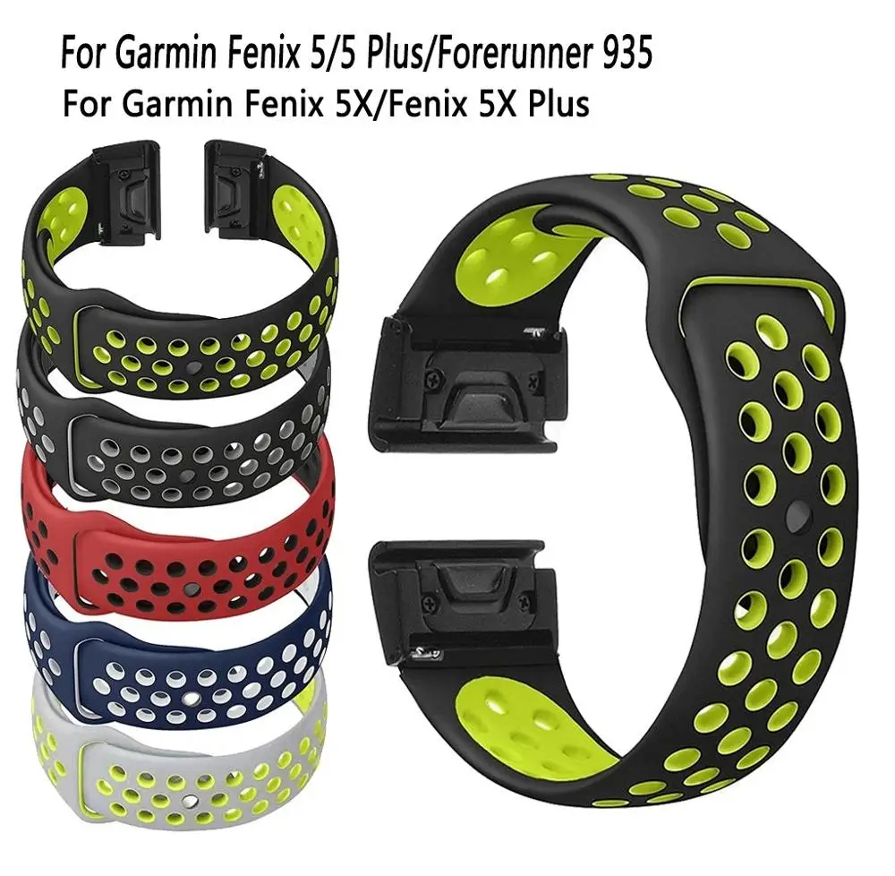 

22 26mm Easy Quick Fit Silicone Watchstrap Band for Garmin Fenix 3 3HR 5X Plus Replacement Sport Wrist band Fenix 5/5 Pllus/935