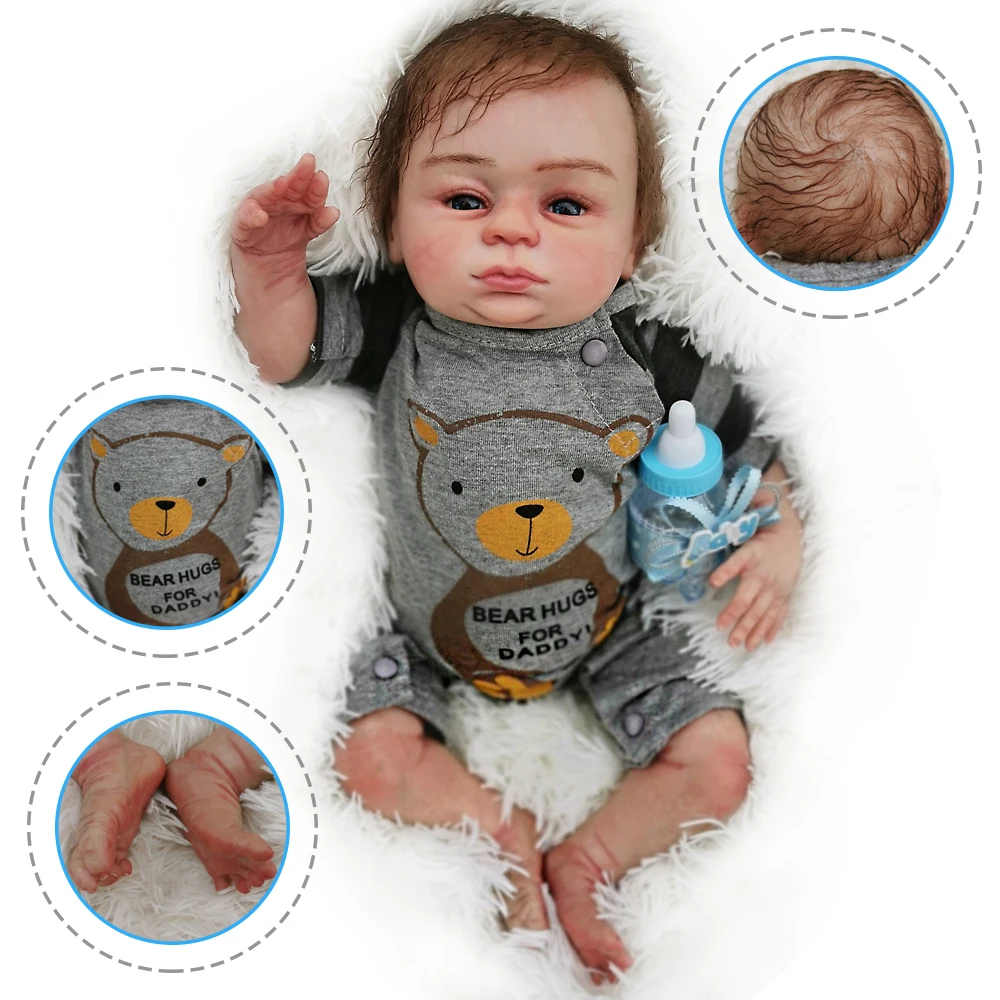 Высокое качество силикона reborn baby doll real bebe Reborn Новорожденные куклы 18 дюймов детальная краска дети reborn игрушки подарки