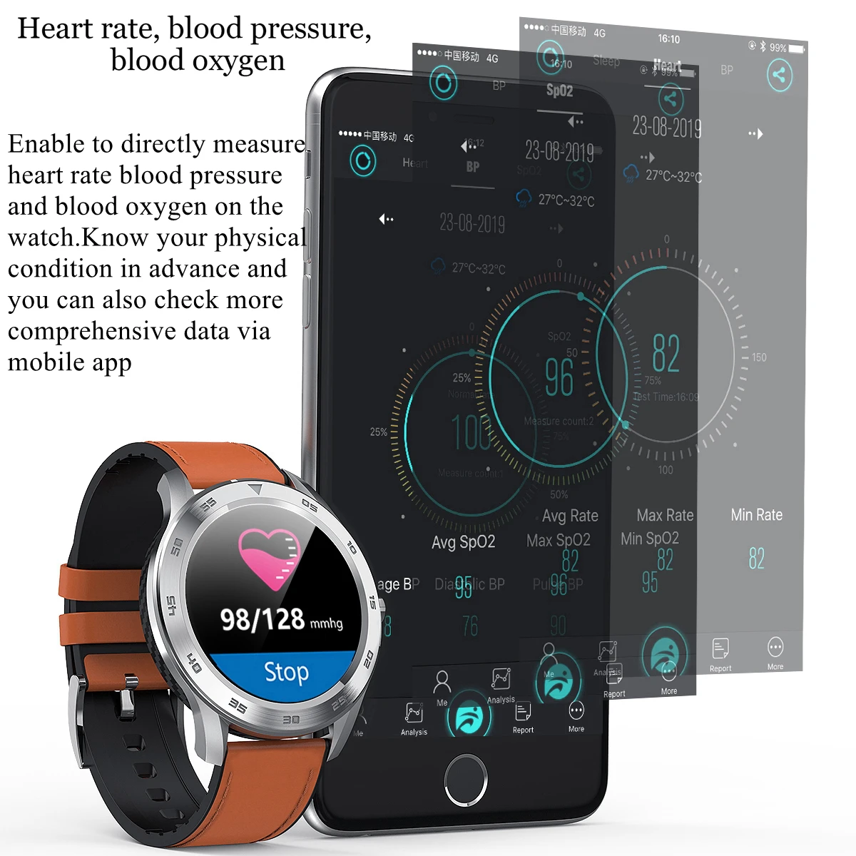  LYKRY DT98 Bluetooth Call Smart Watch Full Screen Touch IP68 Waterproof PPG Heart Rate Blood Pressu - 4000144806596